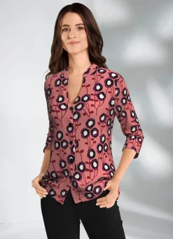 Damen Mona Blusen<Shirtbluse mit Stehkragen