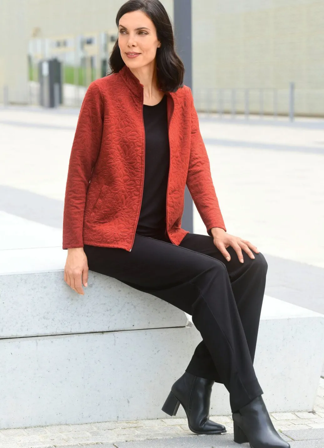 Outlet Shirtjacke mit durchgehendem Reißverschluss Damen Shirtjacken