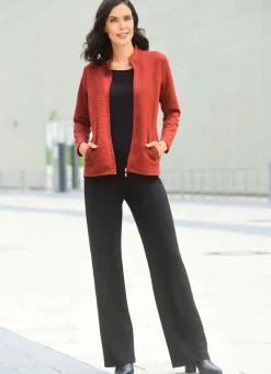 Outlet Shirtjacke mit durchgehendem Reißverschluss Damen Shirtjacken