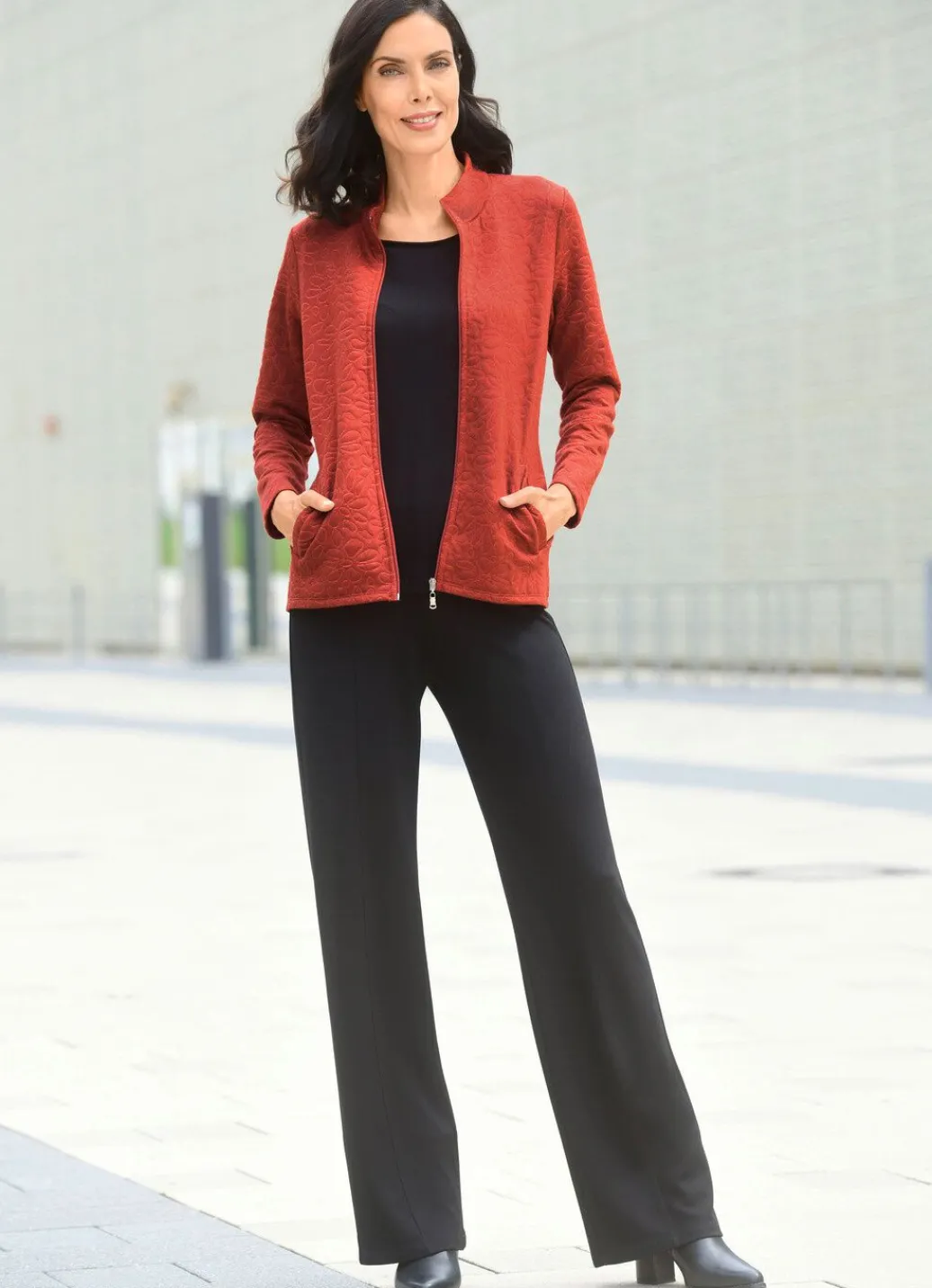 Outlet Shirtjacke mit durchgehendem Reißverschluss Damen Shirtjacken