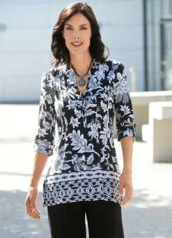 Damen Mona Tuniken<Shirt-Tunika mit Bordürendruck