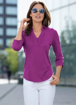 Damen Mona Tuniken|Basics<Shirt-Tunika mit Polokragen