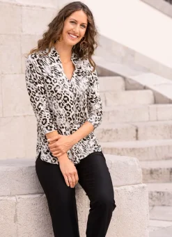 Damen Mona Tuniken<Shirt-Tunika mit Stehkragen