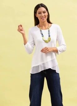 Damen Mona Tuniken|Basics<Shirt-Tunika mit Stufen-Volants