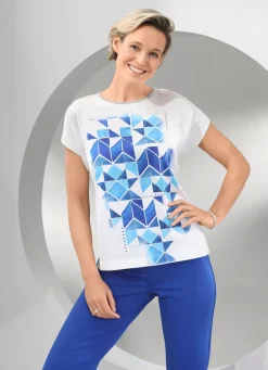 Damen Mona Tuniken<Shirt-Tunika mit tollem Bordüren-Druck