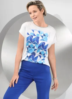 Damen Mona Tuniken<Shirt-Tunika mit tollem Bordüren-Druck