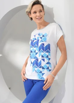 Damen Mona Tuniken<Shirt-Tunika mit tollem Bordüren-Druck