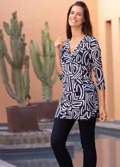 Damen Mona Tuniken<Shirt-Tunika mit tollem Muster