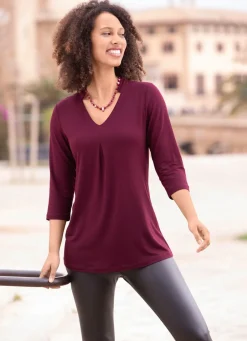 Damen Mona Tuniken|Basics<Shirt-Tunika mit V-Ausschnitt