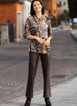 Damen Mona Tuniken<Shirt-Tunika mit V-Ausschnitt