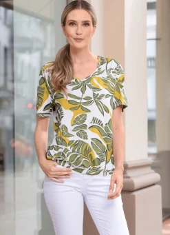 Damen Mona Tuniken<Shirt-Tunika mit V-Ausschnitt