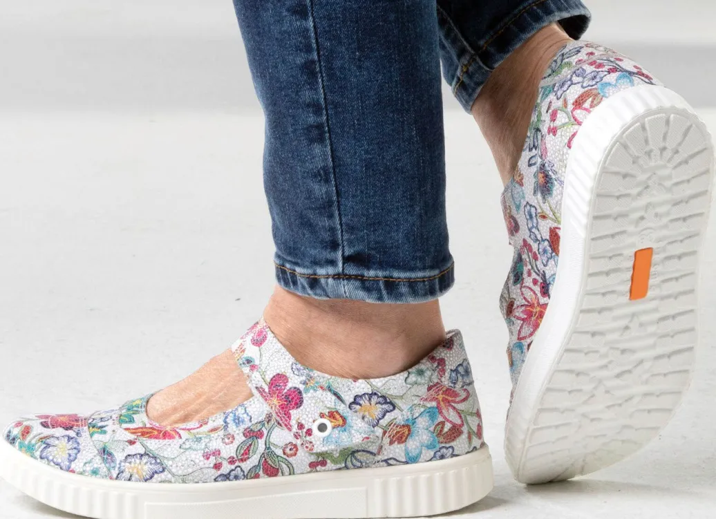 Best Slipper aus floral bedrucktem Leder Damen Slipper