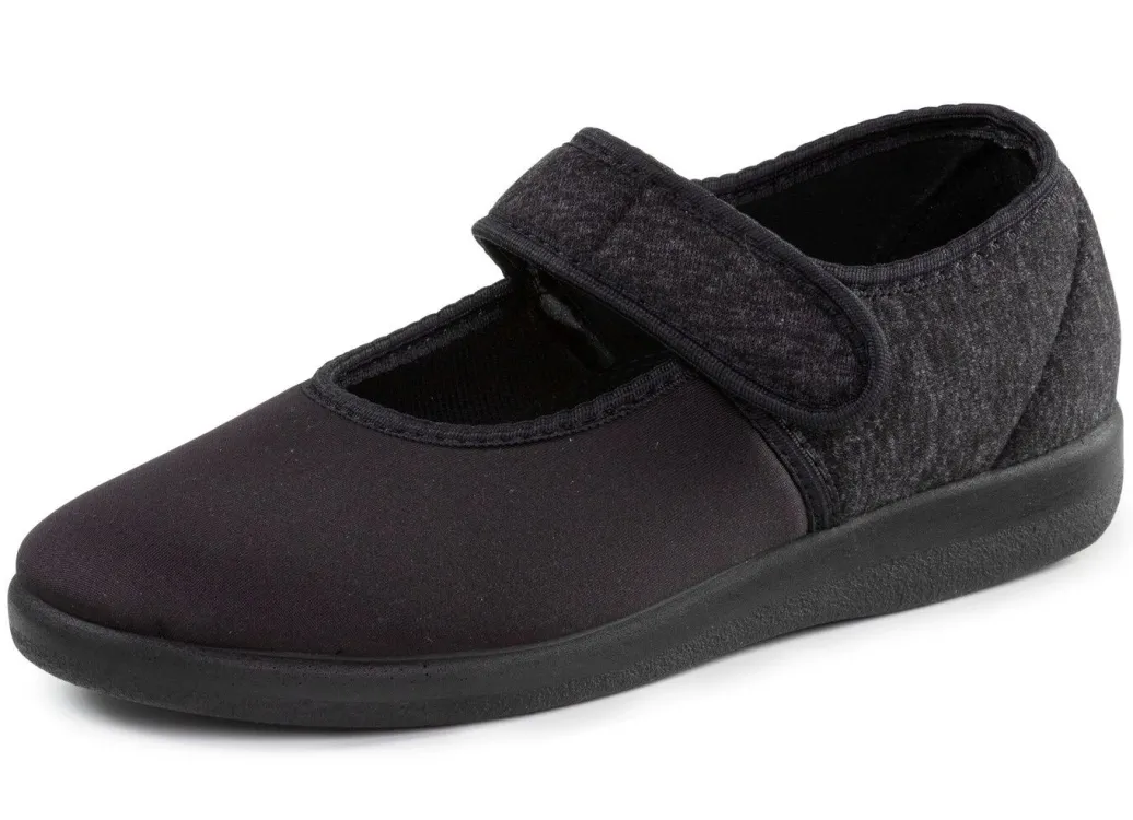 Discount Spangenschuh aus weichem, teilweise meliertem Textilmaterial Damen Hausschuhe