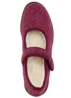 Online Spangenschuh aus weichem Filz Damen Hausschuhe