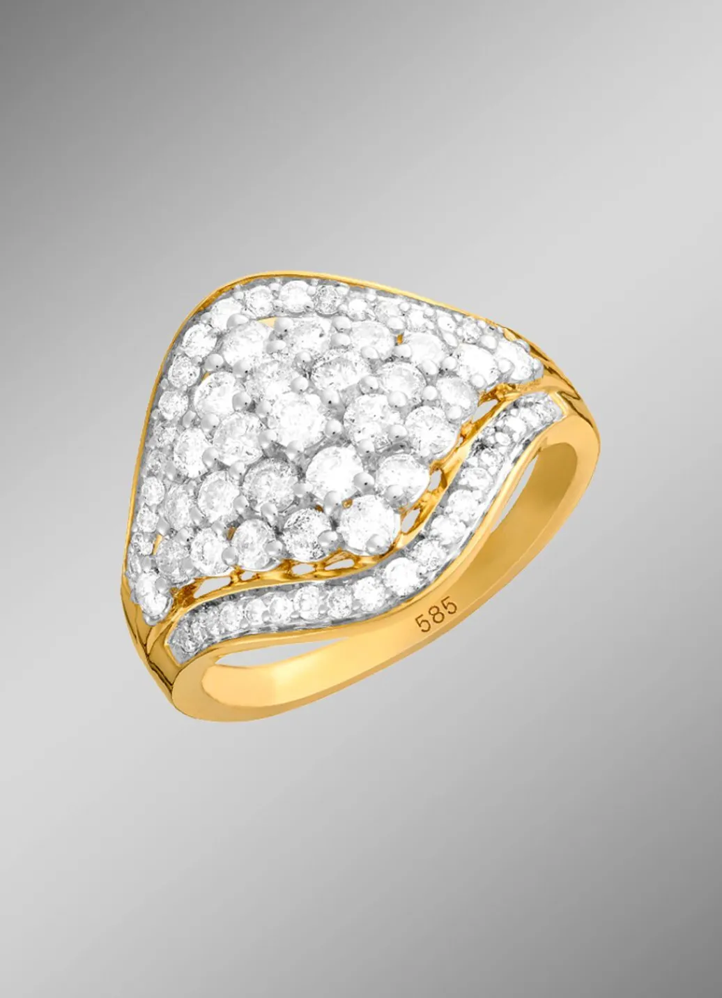 Discount Stark ausgefasster Damenring mit Brillanten Damen Ringe