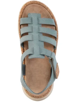 Outlet Stegspangen-Sandale mit Kork-Besätzen Damen Sandalen