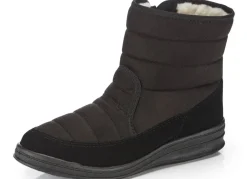 New Stiefelette aus weichem, gestepptem Nubukmaterial Damen Winterschuhe|Hausschuhe