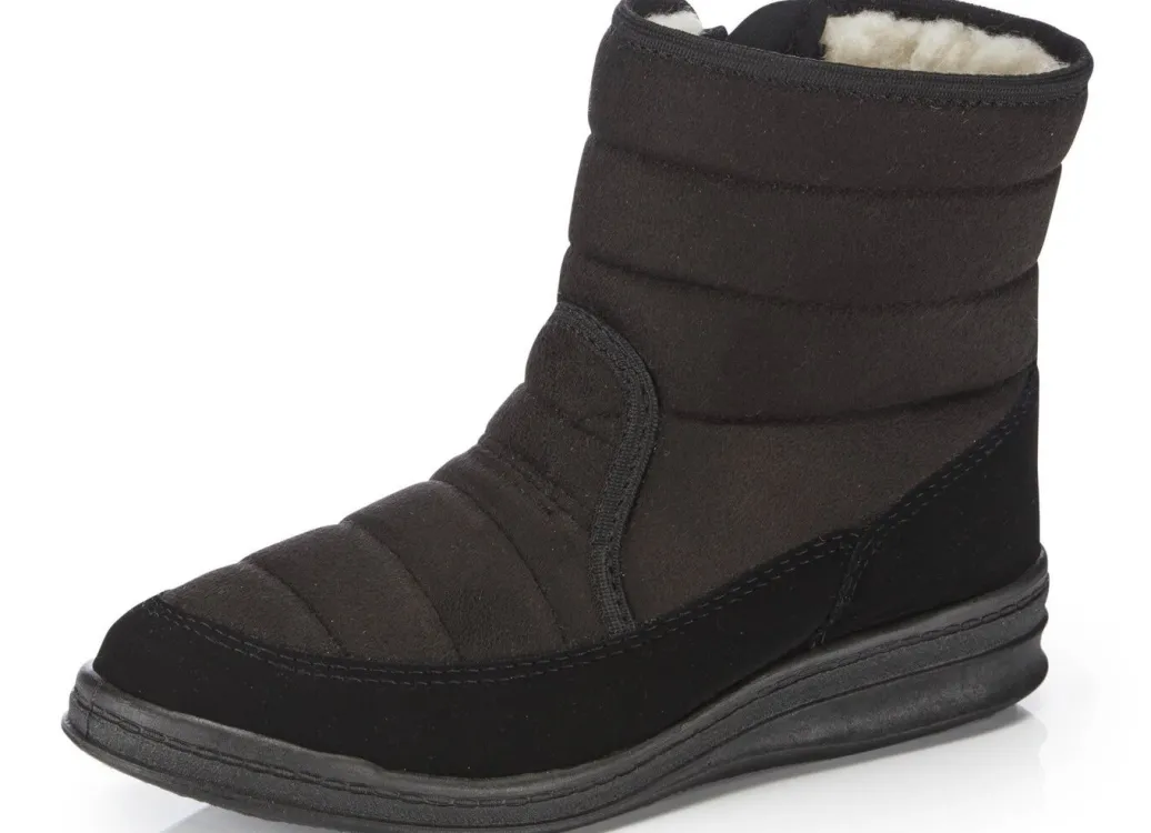 New Stiefelette aus weichem, gestepptem Nubukmaterial Damen Winterschuhe|Hausschuhe