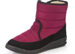 Outlet Stiefelette aus weichem, gestepptem Nubukmaterial Damen Winterschuhe|Hausschuhe
