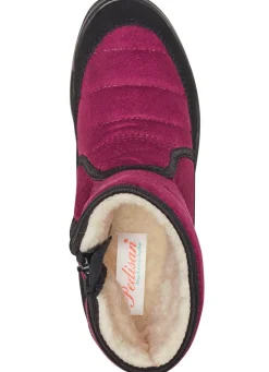 Outlet Stiefelette aus weichem, gestepptem Nubukmaterial Damen Winterschuhe|Hausschuhe