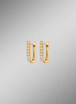 Clearance Stilvolle Klappcreolen aus Edelstahl mit Kristallen Damen Ohrschmuck|Modeschmuck