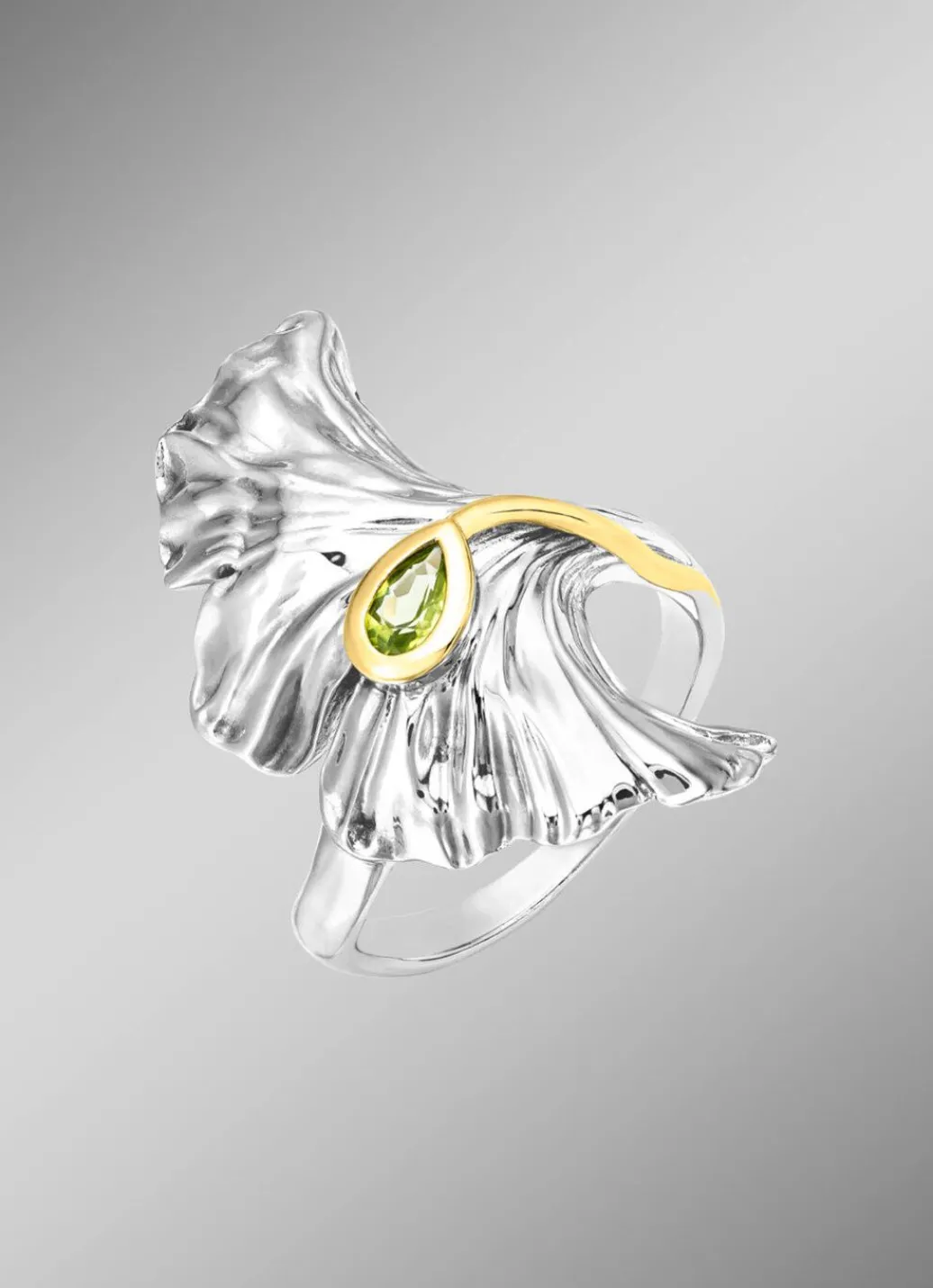 Sale Stilvoller Damenring mit echt Peridot Damen Ringe