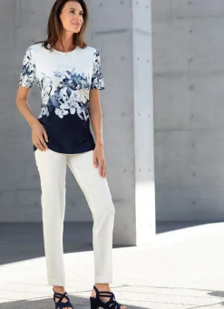 Clearance Stilvolles Shirt mit Strass-Schriftzug Damen Shirts Mit Strass|Kurzarm