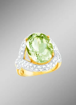 Clearance Strahlend schöner Damenring mit echt Amethyst und echt Weißtopas Damen Ringe