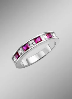 New Strahlende Eleganz: Damenring mit synth. Zirkonia und Glassteinen Damen Ringe