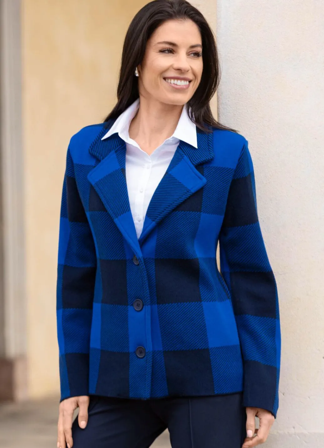 Hot Strickblazer in grafischem Jacquardmuster Damen Strickjacken|Blazer