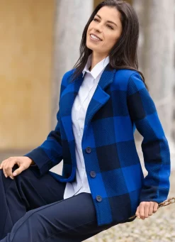 Hot Strickblazer in grafischem Jacquardmuster Damen Strickjacken|Blazer