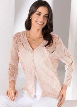 Clearance Strickjacke aus edlem Glanzgarn Damen Strickjacken|Basics