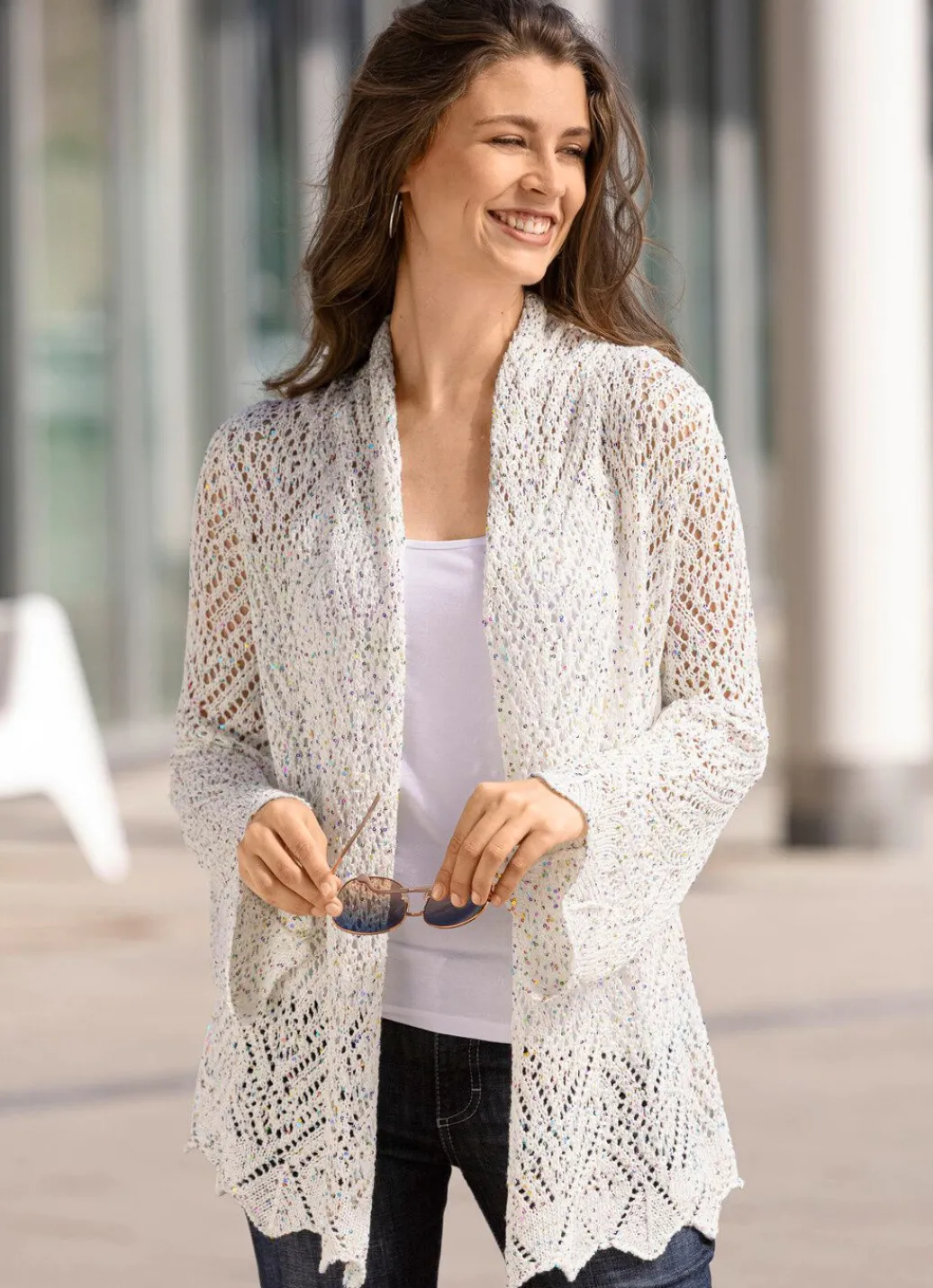 Clearance Strickjacke aus Paillettengarn Damen Strickjacken|Abendmode