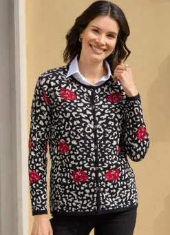 Discount Strickjacke in Jacquard-Dessin Damen Strickjacken