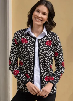 Discount Strickjacke in Jacquard-Dessin Damen Strickjacken