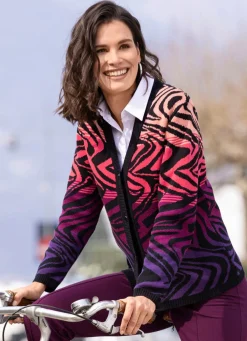 Outlet Strickjacke in Jacquard-Dessin Damen Strickjacken