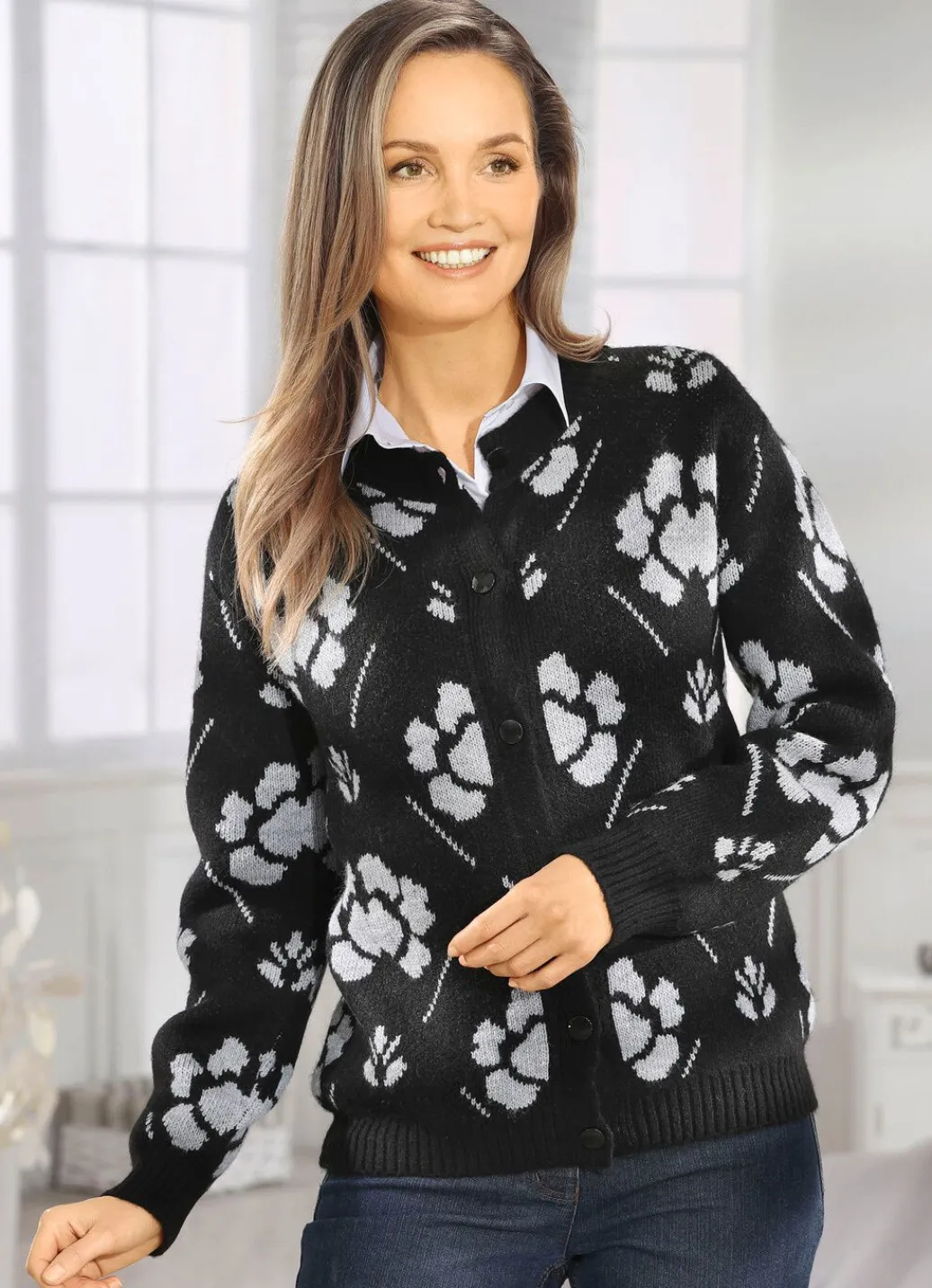 Best Strickjacke in Jacquard-Dessin Damen Strickjacken