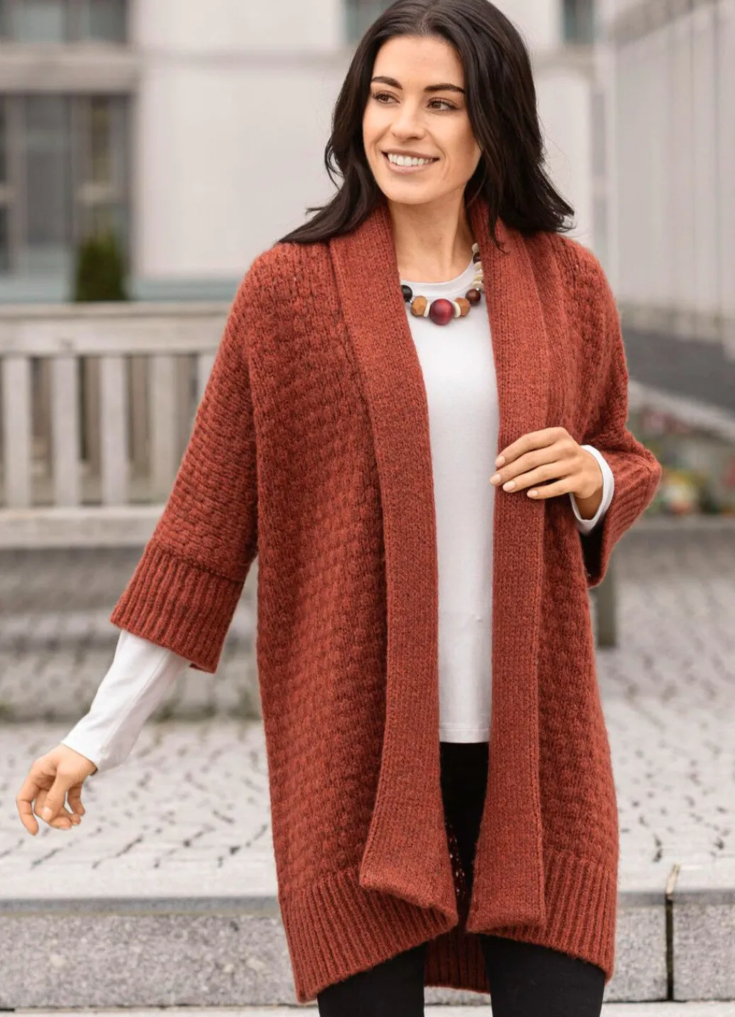 Strickjacke in Longform Damen Strickjacken|Basics