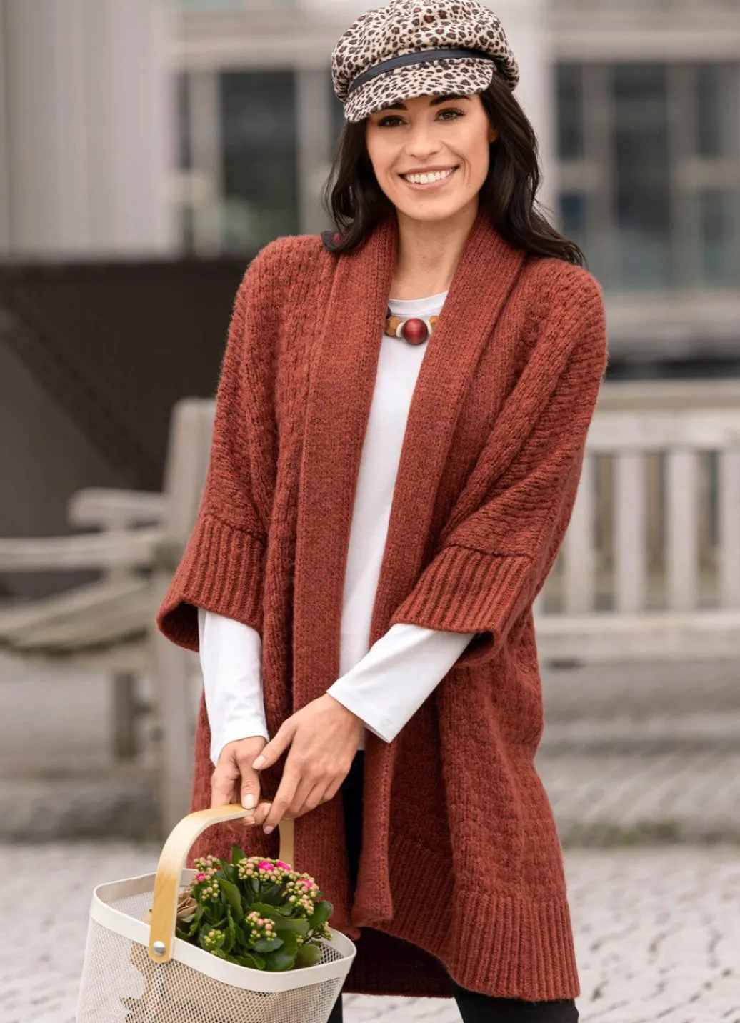 Strickjacke in Longform Damen Strickjacken|Basics