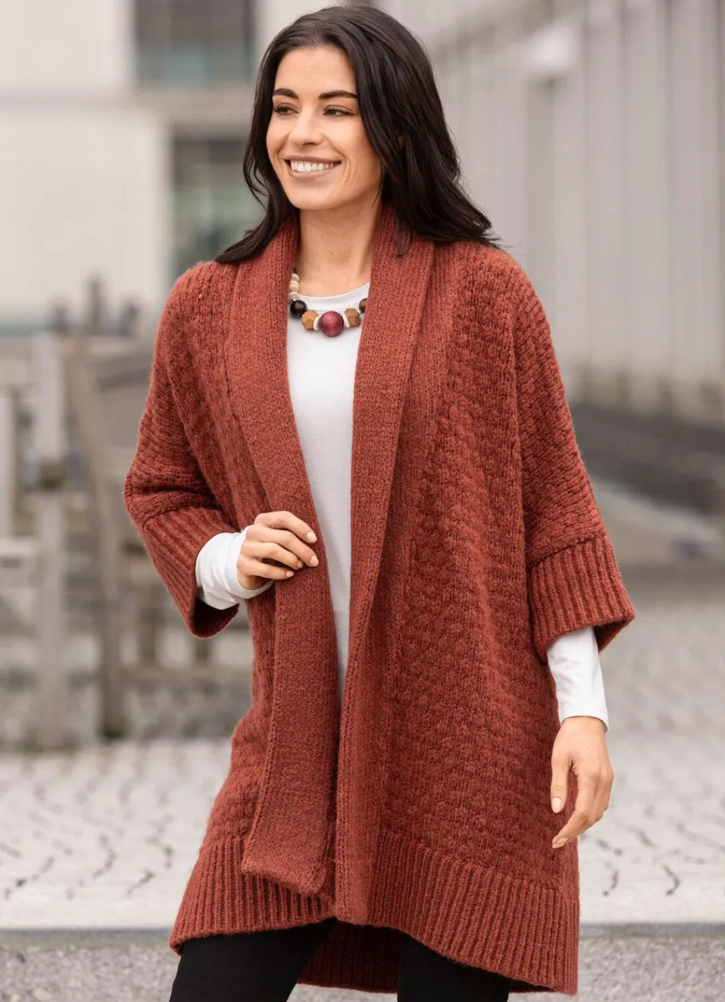 Strickjacke in Longform Damen Strickjacken|Basics