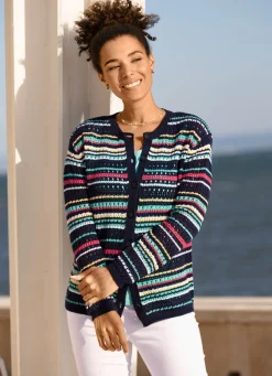 Hot Strickjacke in Ringeldessin Damen Strickjacken