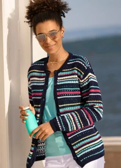 Hot Strickjacke in Ringeldessin Damen Strickjacken