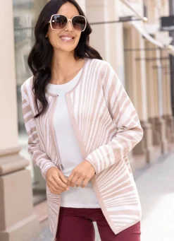 Sale Strickjacke in Sonnenstrahlen-Dessin Damen Strickjacken|Abendmode