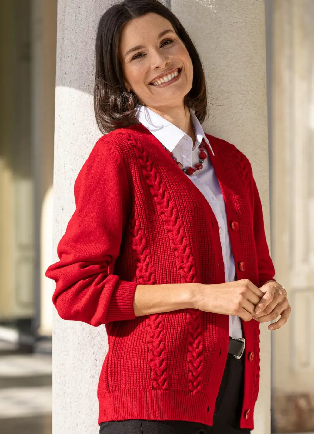 Discount Strickjacke in Strukturmix Damen Strickjacken|Basics
