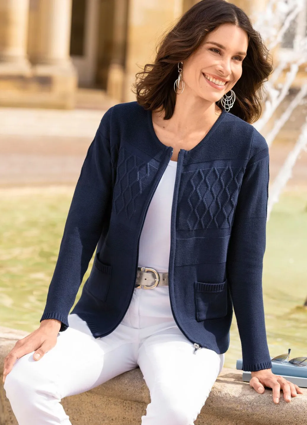 Strickjacke in Strukturmustermix Damen Strickjacken|Basics