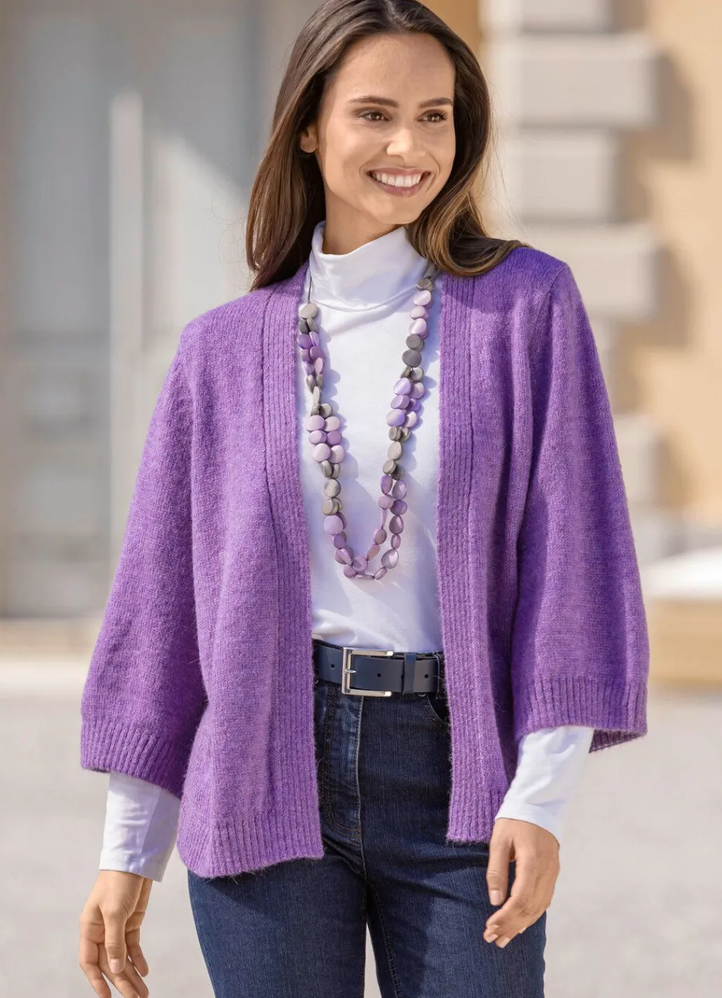 New Strickjacke mit Alpaka Damen Strickjacken|Basics