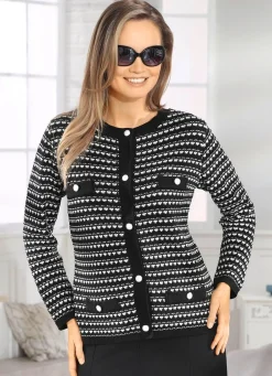 Sale Strickjacke mit aufwendigem Strukturmix Damen Strickjacken