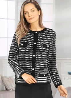 Sale Strickjacke mit aufwendigem Strukturmix Damen Strickjacken
