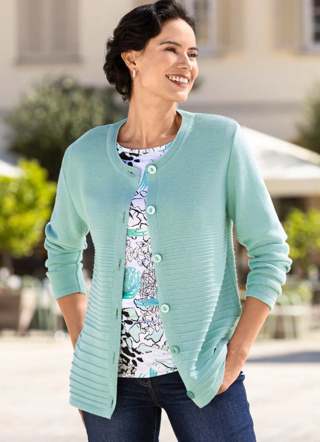 Clearance Strickjacke mit Biesendessin Damen Strickjacken|Basics