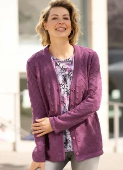 Outlet Strickjacke mit dekorativer Struktur Damen Strickjacken|Basics